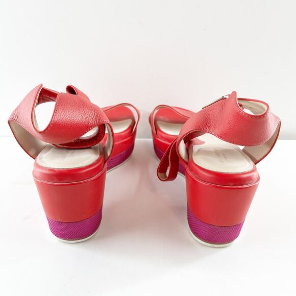 Cole Haan Grand Ambition Platform Chunky Wedge Heel Sandals Red Purple 8 - Picture 8 of 9